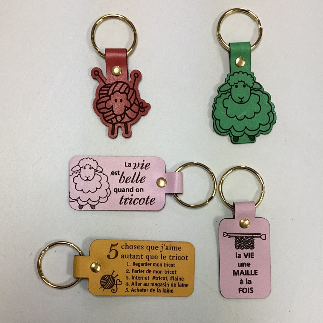 Porte-clés en cuir pour tricoteuse
