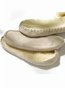 Semelles chaussons à coudre, suède naturel - Tailles Adulte