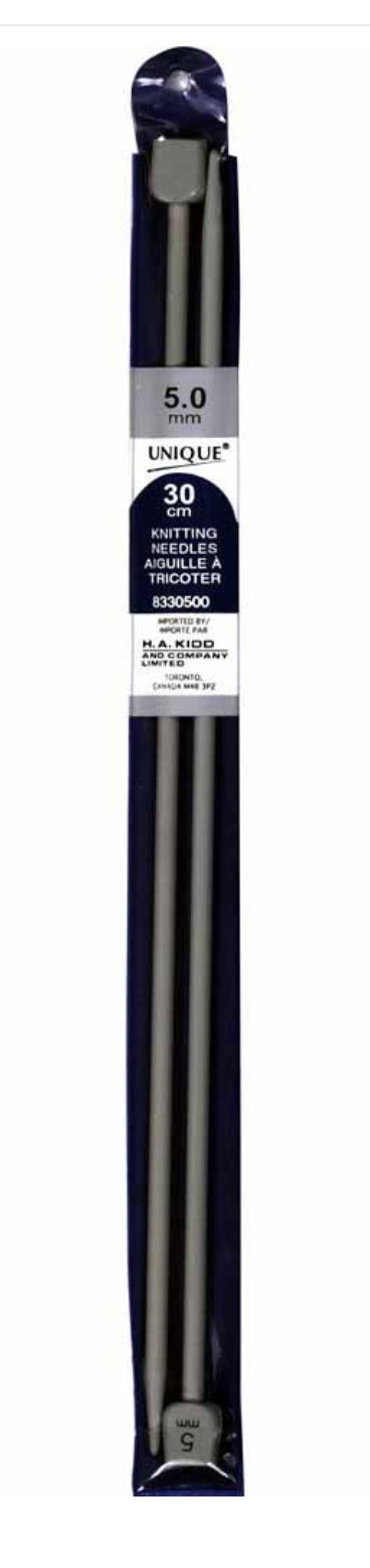 Aiguille à tricoter aluminium et plastique Unique 30 cm