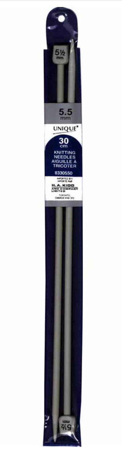 Aiguille à tricoter aluminium et plastique Unique 30 cm