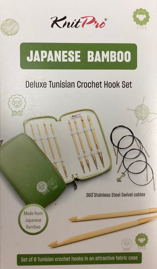 KNITPro ensemble de crochets Tunisien interchangeables en Bamboo - 8 tailles