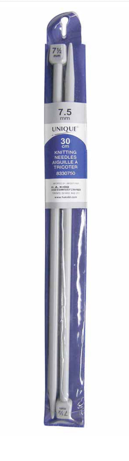 Aiguille à tricoter aluminium et plastique Unique 30 cm