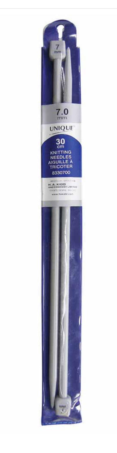 Aiguille à tricoter aluminium et plastique Unique 30 cm