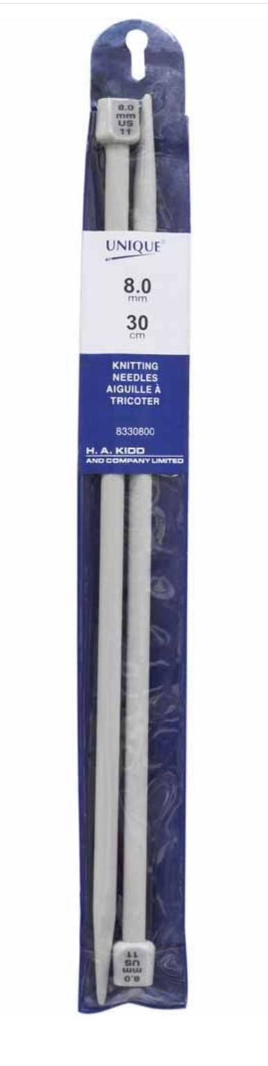 Aiguille à tricoter aluminium et plastique Unique 30 cm