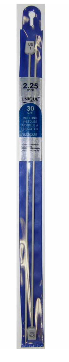 Aiguille à tricoter aluminium et plastique Unique 30 cm