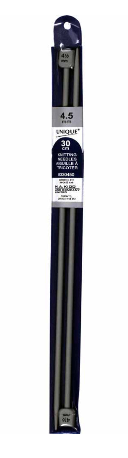 Aiguille à tricoter aluminium et plastique Unique 30 cm