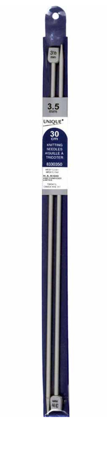 Aiguille à tricoter aluminium et plastique Unique 30 cm