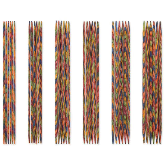 KNIT PICKS - Rainbow Aiguilles à tricoter en bois double pointes 20cm (8″) - Jeu de 5