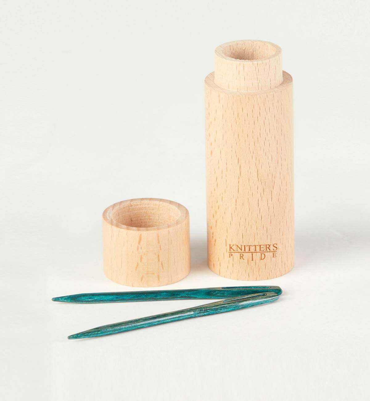 Collection Mindful - Jeu de 4 aiguilles à laine en bois bleu-vert laminé à haute densité