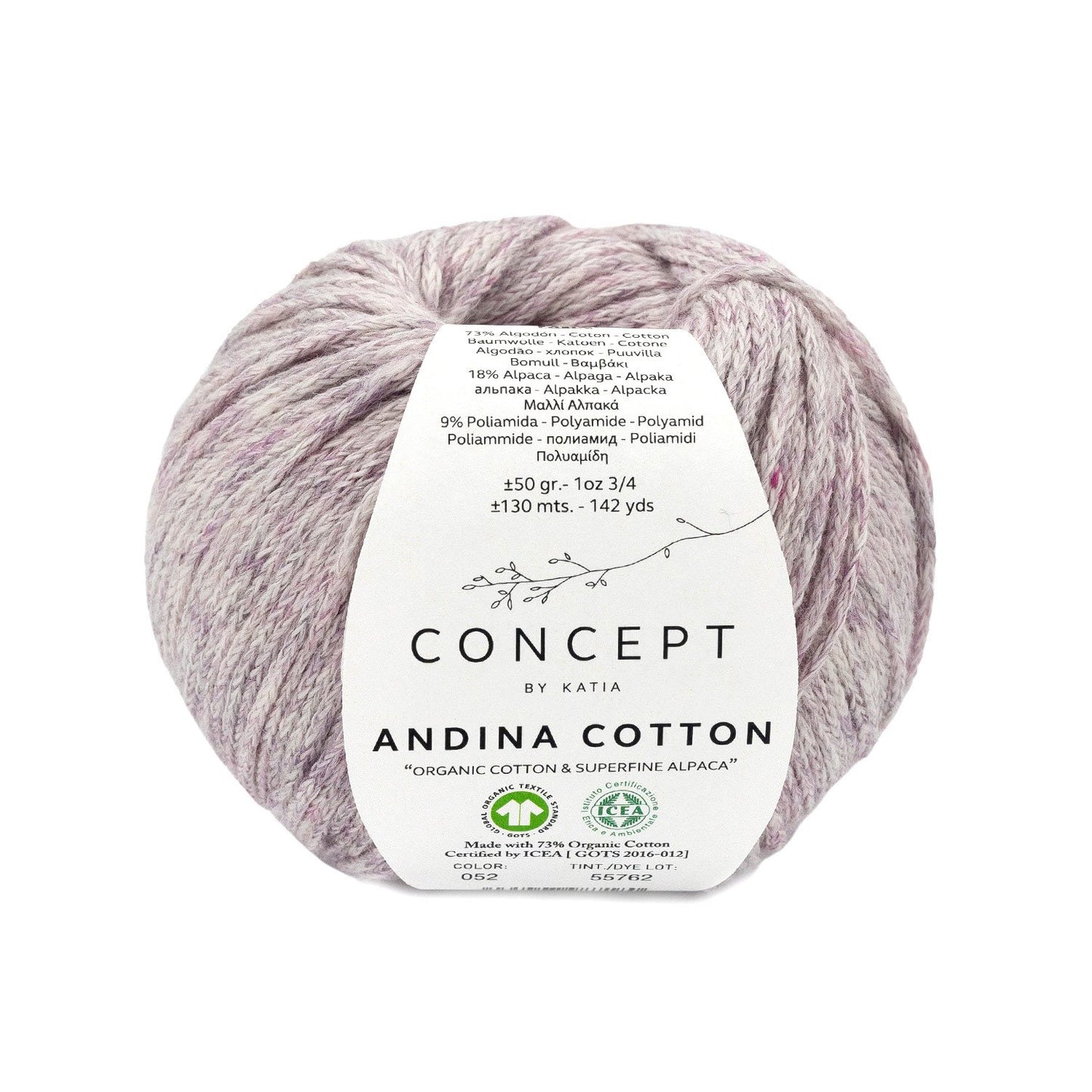 Katia Concept - ANDINA COTTON - 73% Coton Organique - 18% Alpaga Superfin - 9% Polyamide