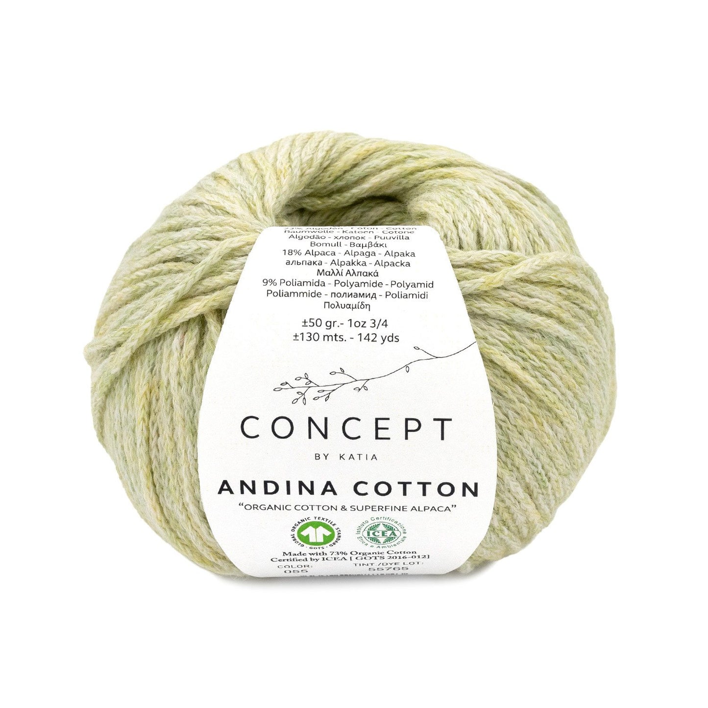 Katia Concept - ANDINA COTTON - 73% Coton Organique - 18% Alpaga Superfin - 9% Polyamide