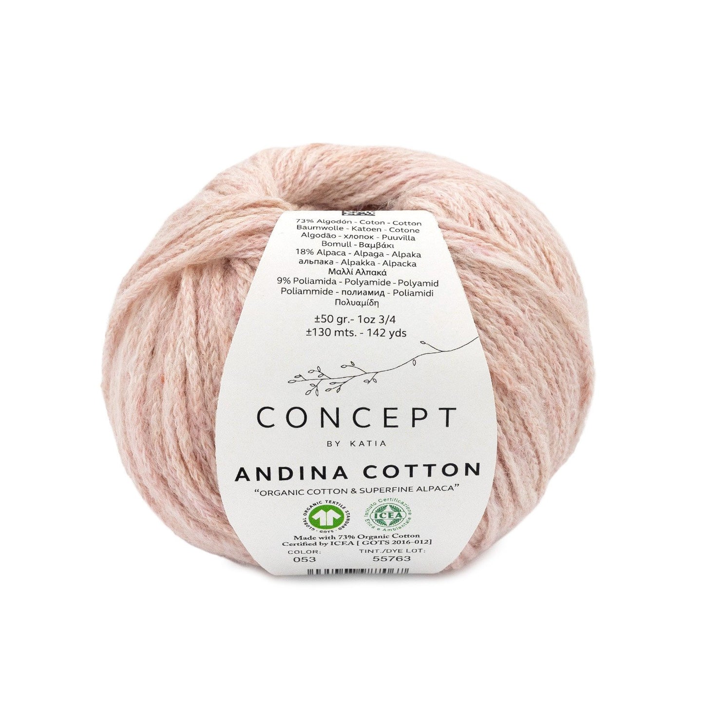 Katia Concept - ANDINA COTTON - 73% Coton Organique - 18% Alpaga Superfin - 9% Polyamide