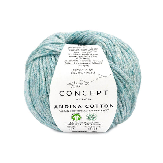 Katia Concept - ANDINA COTTON - 73% Coton Organique - 18% Alpaga Superfin - 9% Polyamide