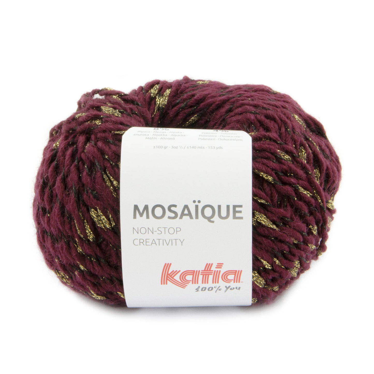 Katia - MOSAIQUE - 55% Acrylique - 22% Polyamide - 11% Laine - 8% Alpaga - 4% Polyester