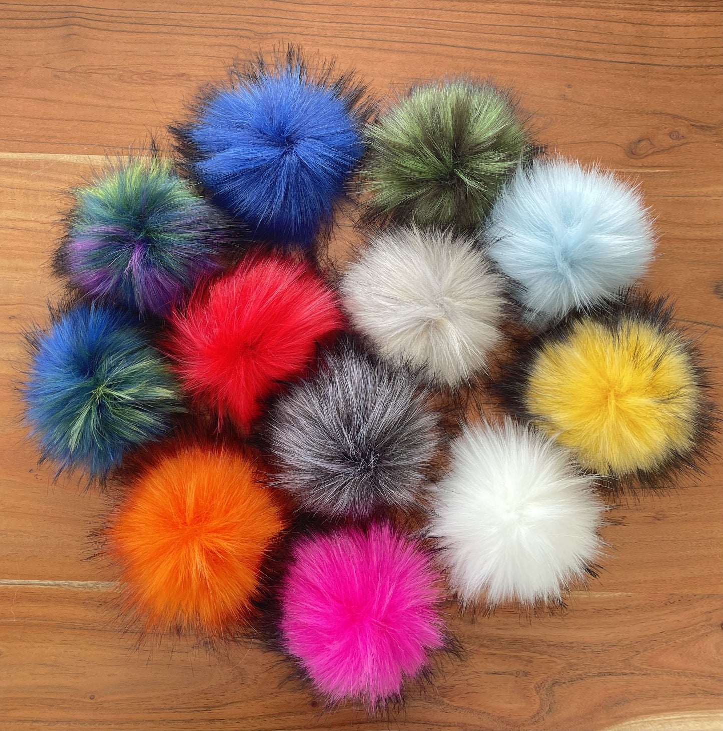 Pompons fourrure synthétique et naturelle